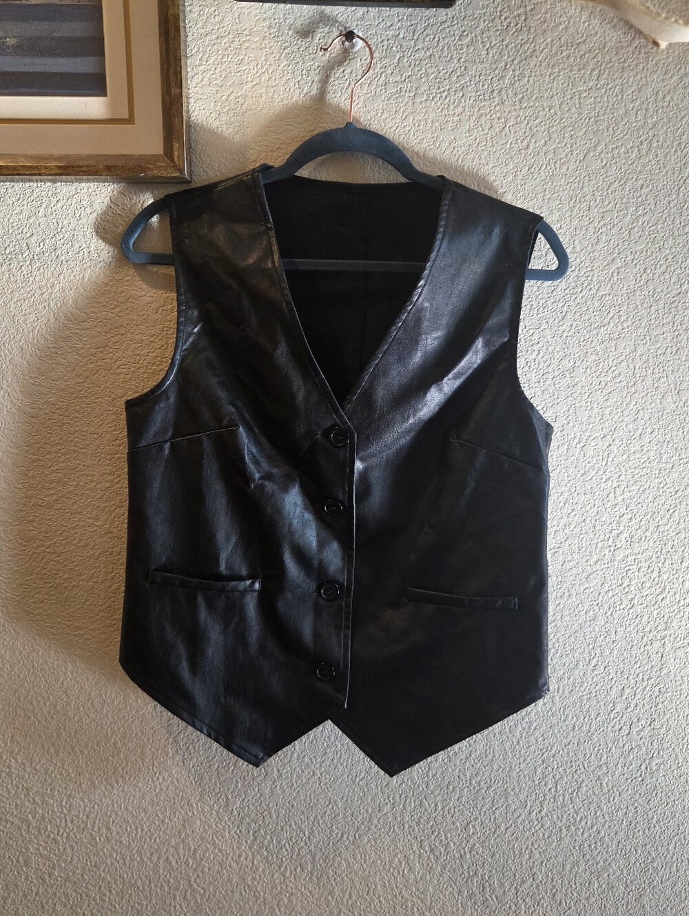 Classic Black Faux Leather Vest - Women